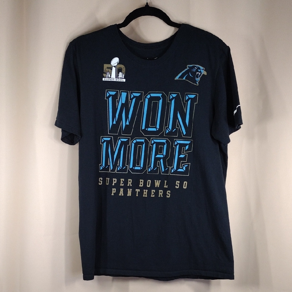 Nike NFL Athletic Cut Black Super Bowl 50 Panthers Sports Short Sleeve T-Shirt